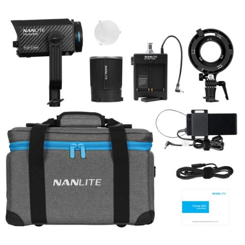 Nanlite Forza 60C RGBLAC LED Spotlight Kit Includes Battery Grip and Bowens S-Mount Adapter